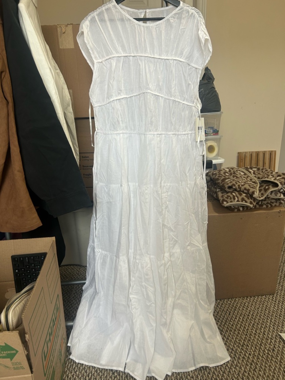 DISSH White Tiered Maxi Cotton Dress - Picture 6 of 9